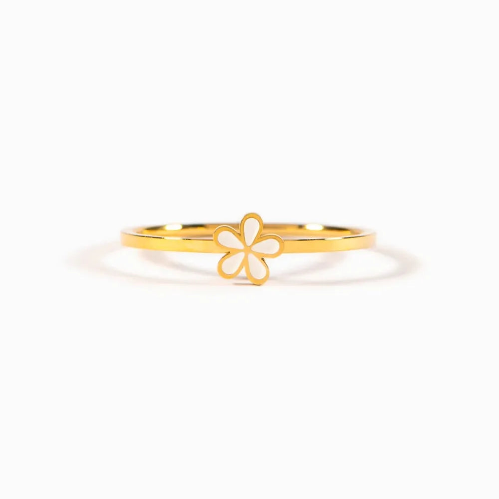 925 Sterling Silver Enamel Flower Ring